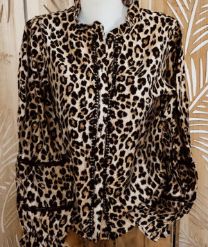 Chemise léopard col mao