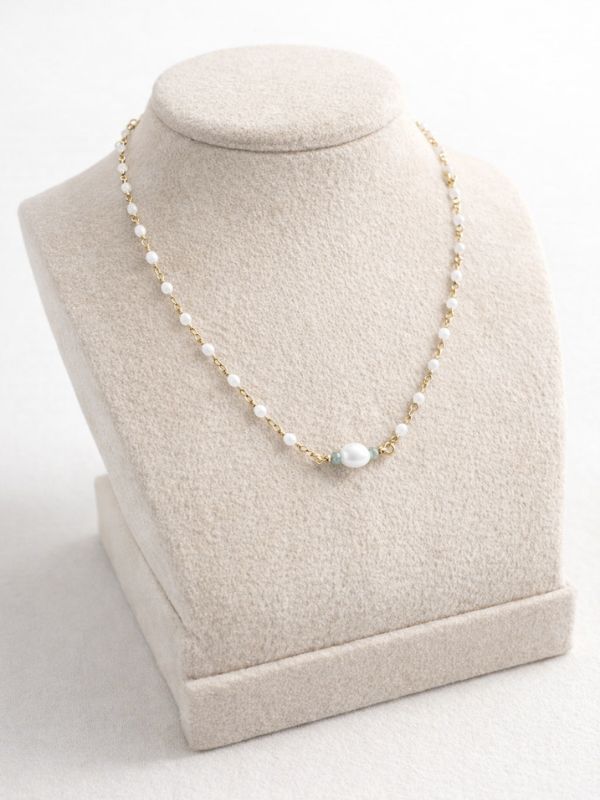 Collier Lunaé Pierre de lune - Perle d'eau douce