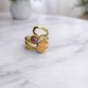 Bague Rosélia améthyste, quartz rose et jade jaune.