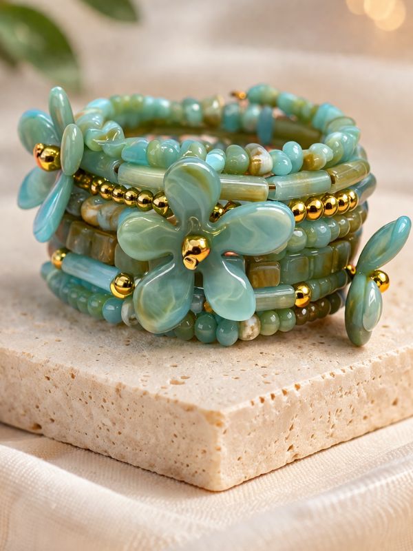 Bracelet manchette fleur 