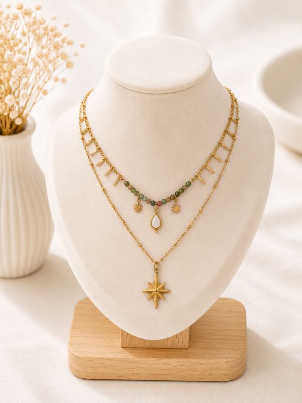 Collier Étoile d’Aube Pierre naturelle
