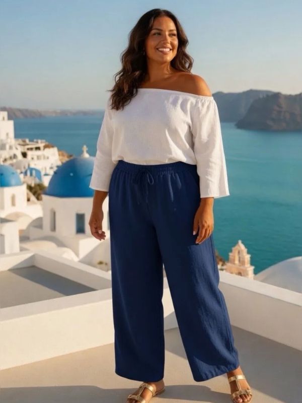 Design sans titre (15) Pantalon fluide bleu marine 42 au 48