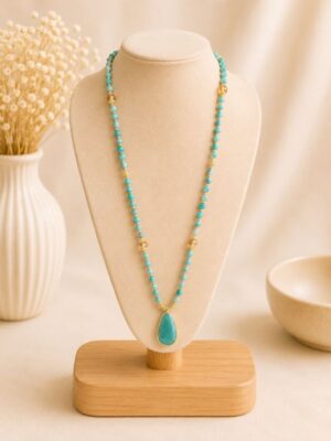 Design sans titre (4) Collier Amazonite Naturelle & Laiton Doré