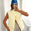 Design sans titre (6) Gilet sans manches rayé chic