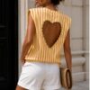 Design sans titre (8) Tee-shirt rayé dos cœur ajouré