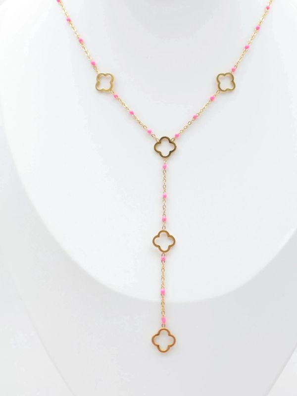 Design sans titre (3) Collier cravate trèfles dorés