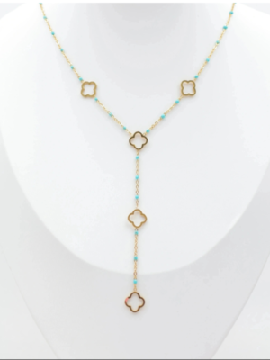 Collier cravate trèfles dorés