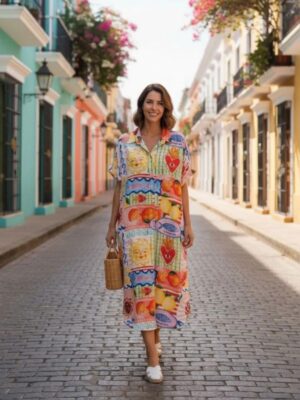 Robe chemise longue imprimée