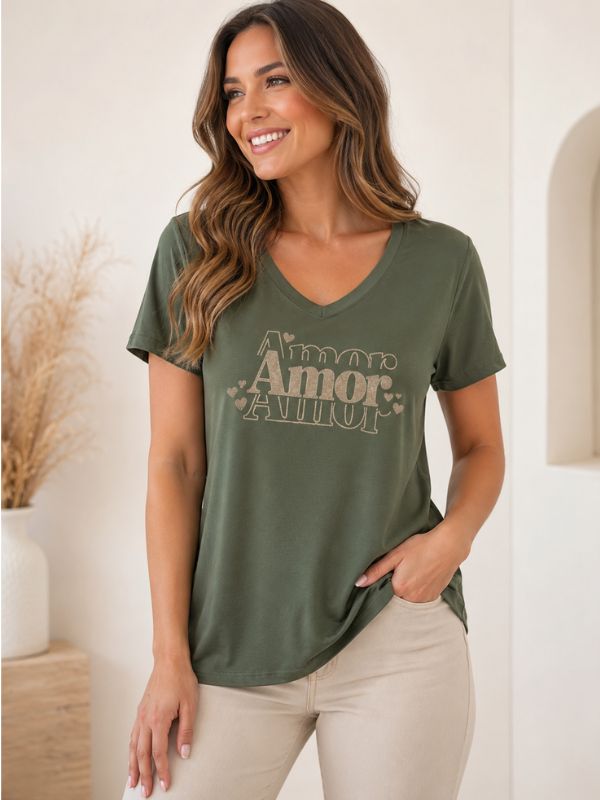 T-shirt kaki« Amor » 36-48