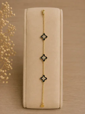 Bracelet fleur noir