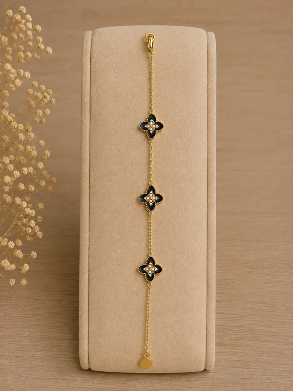 Bracelet fleur noir